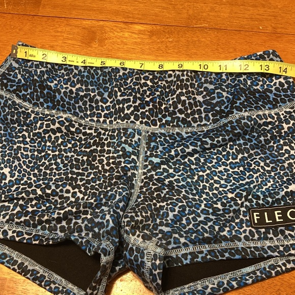 Fleo Womens Size L Bad Bad Girl 3.25 Blue Cheetah Print Crossfit Booty Shorts - Picture 12 of 14
